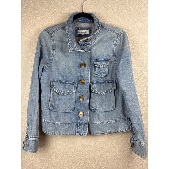 LOFT Jackets & Blazers - Loft Made with Love Light Blue Denim Jacket with Flare Size Small